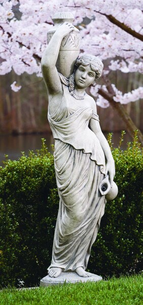 Grecian Woman Plumbed Rebecca Garden Statue Piped